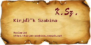 Kirják Szabina névjegykártya