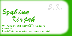 szabina kirjak business card